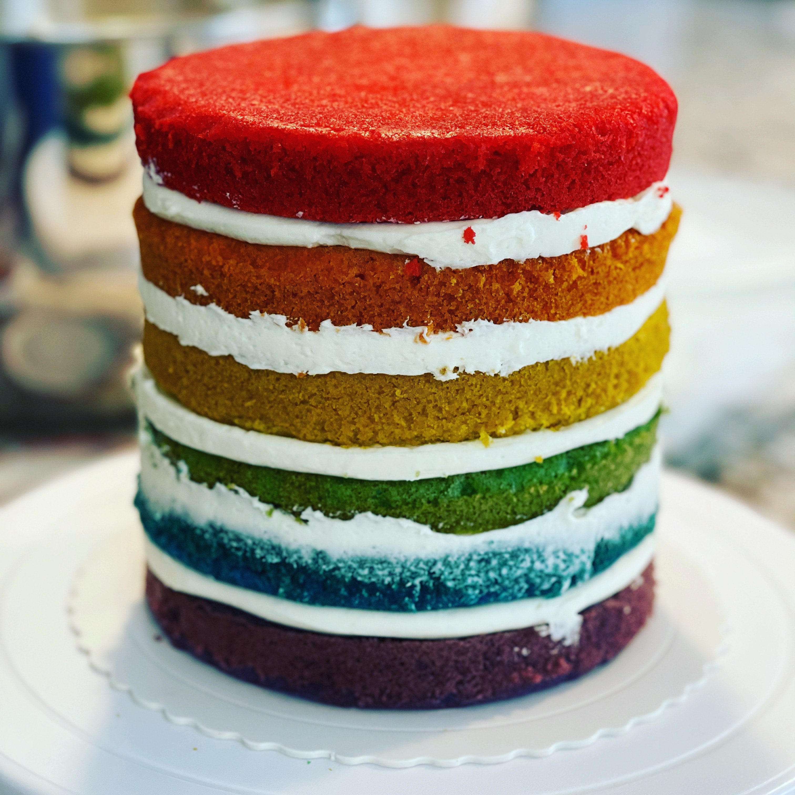 Rainbow Velvet Drip Cake